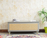 Boston Solid Wood Rattan Storage Trunk Box - Trunks & Cabinets - Furniselan Cool-Grey