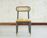 Boston Solid Wood Rattan Cane Chair Set of Two - Dining Chair - Furniselan Slate-Grey