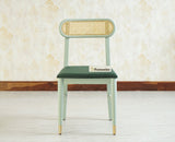 Boston Solid Wood Rattan Cane Chair Set of Two Furniselan Silt-Green