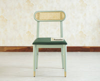 Boston Solid Wood Rattan Cane Chair Set of Two Furniselan Silt-Green