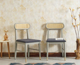 Boston Solid Wood Rattan Cane Chair Set of Two Furniselan Cool-Grey