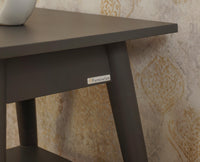 Boston Solid Wood Rattan Cane End Table Furniselan Slate-Grey