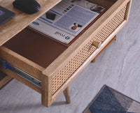 Boston Solid Wood Rattan Cane Console Table Furniselan