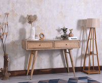 Boston Solid Wood Rattan Cane Console Table Furniselan