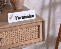 Boston Solid Wood Rattan Cane Console Table Furniselan
