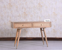 Boston Solid Wood Rattan Cane Console Table Furniselan