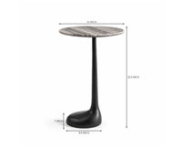 Zara Aluminum Side Table with Marble - Black Matte Finish