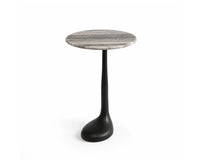 Zara Aluminum Side Table with Marble - Black Matte Finish