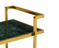 Dorian Stainless Steel Trolley with Marble, Aluminium - Green Marble