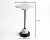 Ezra Iron Drink Table with Marble - Black Matte Finish