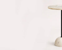 Celeste Agate Marble Side Table - Ivory & Cream Marble Tones