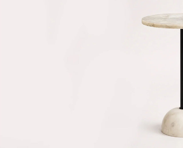 Amara Agate Marble Side Table - Ivory & Cream Marble Tones