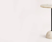 Amara Agate Marble Side Table - Ivory & Cream Marble Tones