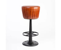 Velora Leather Bar Stool - Matte Black