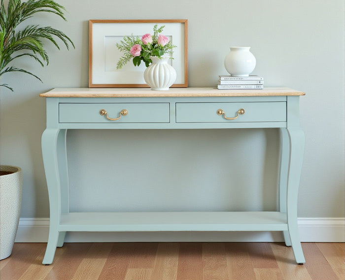 Alexandria Wooden Console Table Two Drawer - Console Table - Furniselan Silt-Green