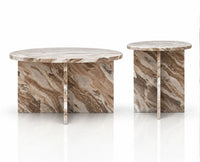 Nyla Sawar Marble Coffee Table Set of 2 - Sawar Marble 