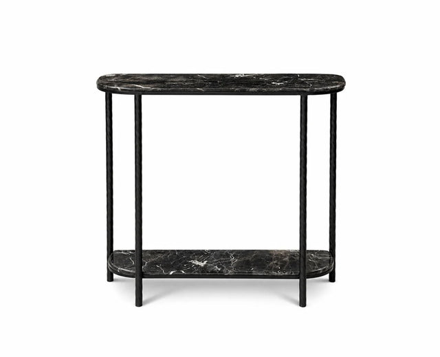 Aurelia 2-Tier Marble Console Table with Metal - Black