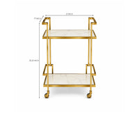 Dorian Stainless Steel Trolley with Marble, Aluminium - White Marble