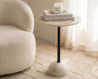 Celeste Agate Marble Side Table - Ivory & Cream Marble Tones