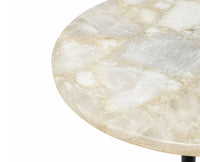 Amara Agate Marble Side Table - Ivory & Cream Marble Tones