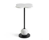 Ezra Iron Drink Table with Marble - Black Matte Finish