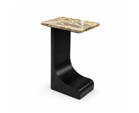 Riven Iron Side Table with Marble - Black Matte Finish