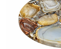 Freya Agate Marble Side Table - Gold Finish