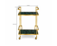 Dorian Stainless Steel Trolley with Marble, Aluminium - Green Marble