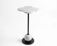 Ezra Iron Drink Table with Marble - Black Matte Finish