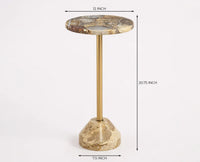Freya Agate Marble Side Table - Gold Finish