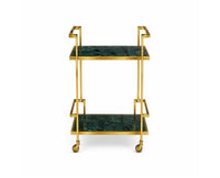 Dorian Stainless Steel Trolley with Marble, Aluminium - Green Marble