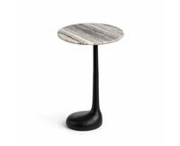 Zara Aluminum Side Table with Marble - Black Matte Finish