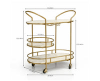 Alora Marble Serving Trolley with Metal - Antique Gold Finish