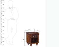 Calgary Solid Wood One Drawer Bedside Table - Bedside Table - Furniselan - Kapasi-Brown-Finish
