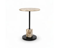 Felix Marble Side Table with Metal - Brown Marble