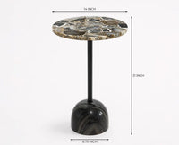 Elina Agate Marble Side Table - Black Finish