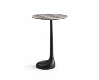 Zara Aluminum Side Table with Marble - Black Matte Finish