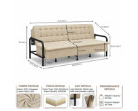 Lennox Tufted Convertible Sofa Bed -  Brown