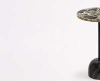 Elina Agate Marble Side Table - Black Finish