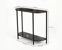 Aurelia 2-Tier Marble Console Table with Metal - Black