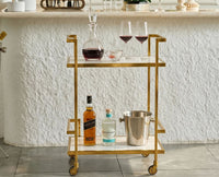 Dorian Stainless Steel Trolley with Marble, Aluminium - White Marble