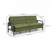 Lennox Tufted Convertible Sofa Bed -  Olive Green