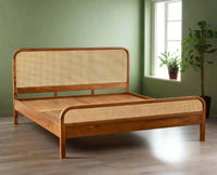 Helsinki Solid Wood Queen Size Bed Furniselan Natural Oak