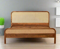 Helsinki Solid Wood Queen Size Bed Furniselan Natural Oak