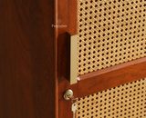 Boston Solid Wood Rattan Cane Single Door Wardrobe - Wardrobes & Cabinets - Furniselan--brown Finish