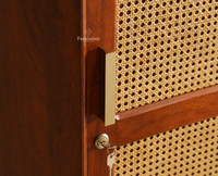 Boston Solid Wood Rattan Cane Single Door Wardrobe - Wardrobes & Cabinets - Furniselan--brown Finish