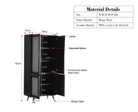 Boston Solid Mango Wood 4 Door Crockery Cabinet | Modern Kitchen Storage Unit Furniselan Brown Finish