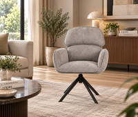 Arden Swivel Fabric Dining Chair with Metal Legs - Grey