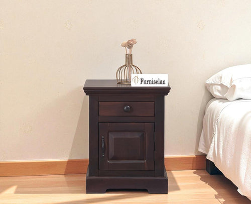 Ajmer Royal Sheesham Wood Bedside Table - Furniselan - Rosewood Finish