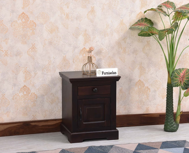 Ajmer Royal Sheesham Wood Bedside Table - Furniselan - Rosewood Finish